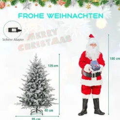 147/186cm Künstlicher Weihnachtsbaum mit Mehrfarbigen LED-Lichtern & 8 Lichtmodi Beflockter Tannenbaum