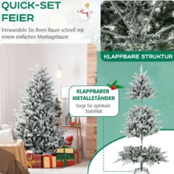 147/186cm Künstlicher Weihnachtsbaum mit Mehrfarbigen LED-Lichtern & 8 Lichtmodi Beflockter Tannenbaum