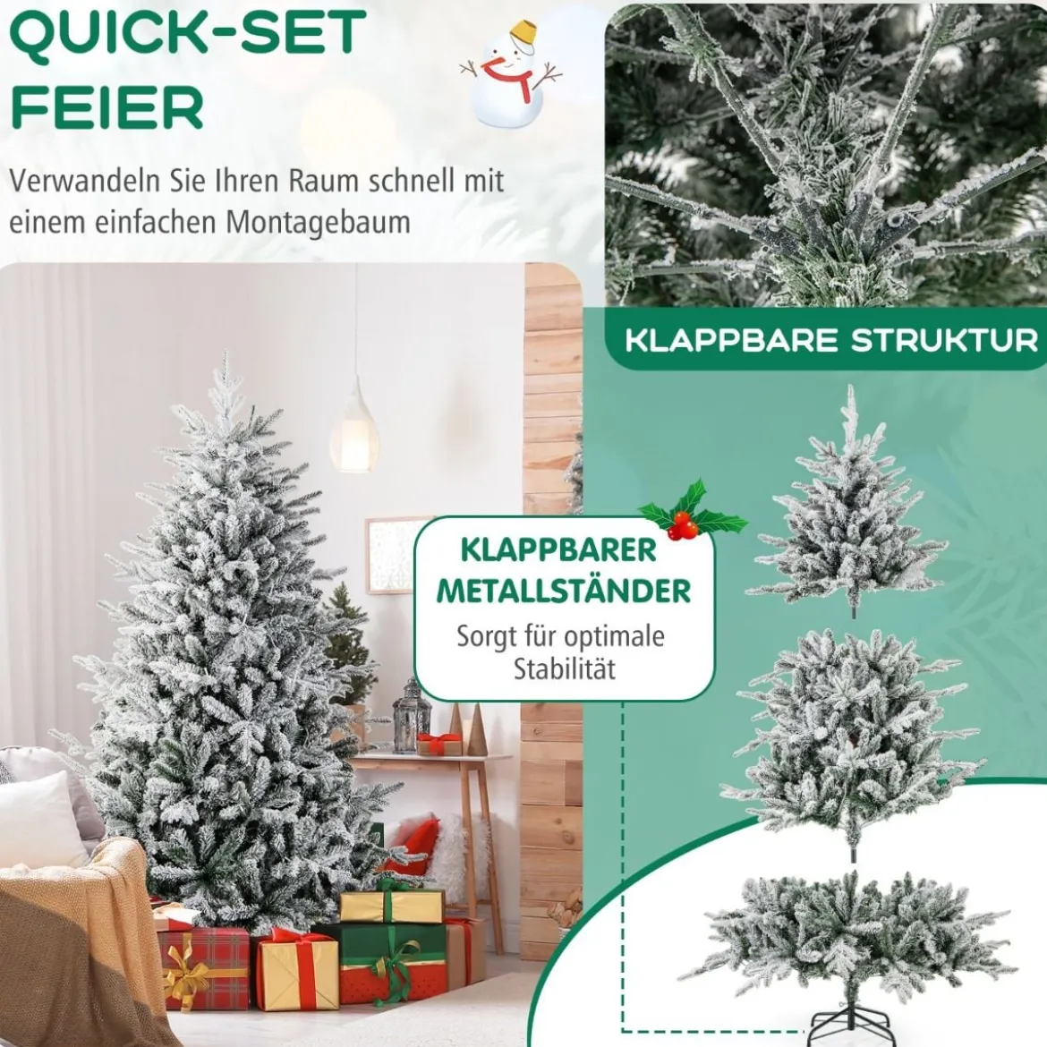 147/186cm Künstlicher Weihnachtsbaum mit Mehrfarbigen LED-Lichtern & 8 Lichtmodi Beflockter Tannenbaum