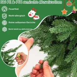 136 cm Künstlicher Weihnachtsbaum mit Beleuchtung & 180 Warmweißen LED-Lichtern