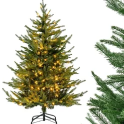 136 cm Künstlicher Weihnachtsbaum mit Beleuchtung & 180 Warmweißen LED-Lichtern