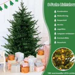 136 cm Künstlicher Weihnachtsbaum mit Beleuchtung & 180 Warmweißen LED-Lichtern