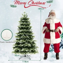 180 cm Künstlicher Weihnachtsbaum mit Beleuchtung & Metallständer Schneebedeckt