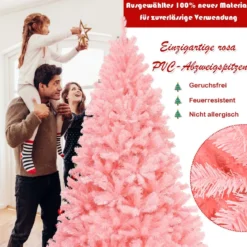 180 cm künstlicher Weihnachtsbaum mit klappbarem Metallständer Christbaum Rosa