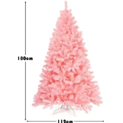 180 cm künstlicher Weihnachtsbaum mit klappbarem Metallständer Christbaum Rosa