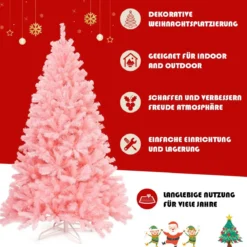 180 cm künstlicher Weihnachtsbaum mit klappbarem Metallständer Christbaum Rosa