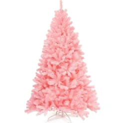 180 cm künstlicher Weihnachtsbaum mit klappbarem Metallständer Christbaum Rosa