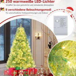 180 cm Künstlicher Weihnachtsbaum mit Beleuchtung Tannenbaum mit warmweißen LED-Lichtern Grün