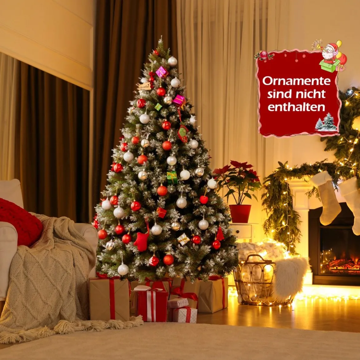 150 cm künstlicher Weihnachtsbaum mit Schnee luxuriöser verschneiter Weihnachtsbaum Grün