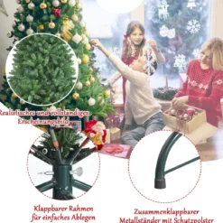 180 cm künstlicher Weihnachtsbaum Christbaum Glocke Design mit 1130 üppigen Zweigen Grün