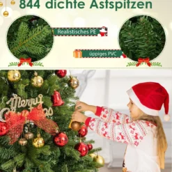 150 cm Künstlicher Weihnachtsbaum mit LEDs in Mehrfarbig & Warmweiß & 11 Lichtmodi