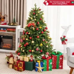150 cm Künstlicher Weihnachtsbaum mit LEDs in Mehrfarbig & Warmweiß & 11 Lichtmodi