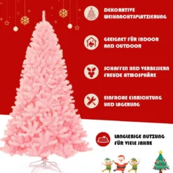 225 cm Künstlicher Weihnachtsbaum Christbaum PVC-Material Kunstbaum Weihnachten Rosa