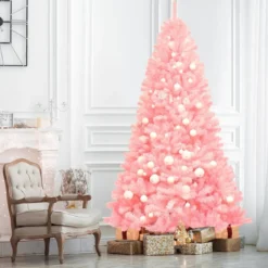 225 cm Künstlicher Weihnachtsbaum Christbaum PVC-Material Kunstbaum Weihnachten Rosa
