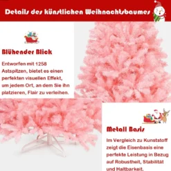 225 cm Künstlicher Weihnachtsbaum Christbaum PVC-Material Kunstbaum Weihnachten Rosa