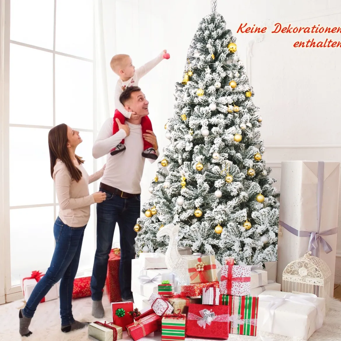 270 cm Künstlicher Weihnachtsbaum mit Schnee & Metallständer & PVC Nadeln Tannenbaum