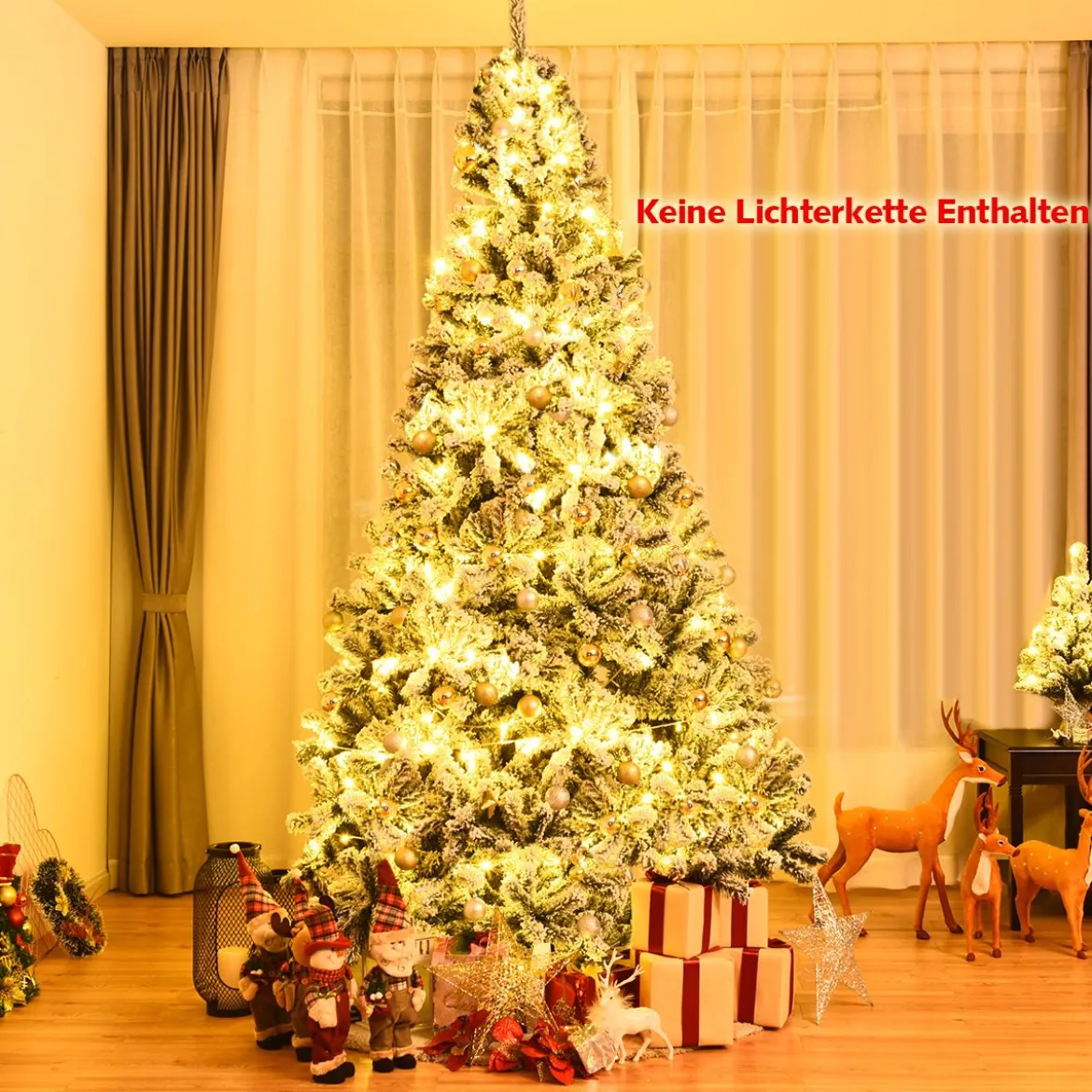 270 cm Künstlicher Weihnachtsbaum mit Schnee & Metallständer & PVC Nadeln Tannenbaum