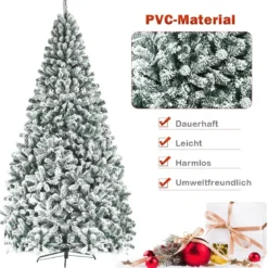 270 cm Künstlicher Weihnachtsbaum mit Schnee & Metallständer & PVC Nadeln Tannenbaum