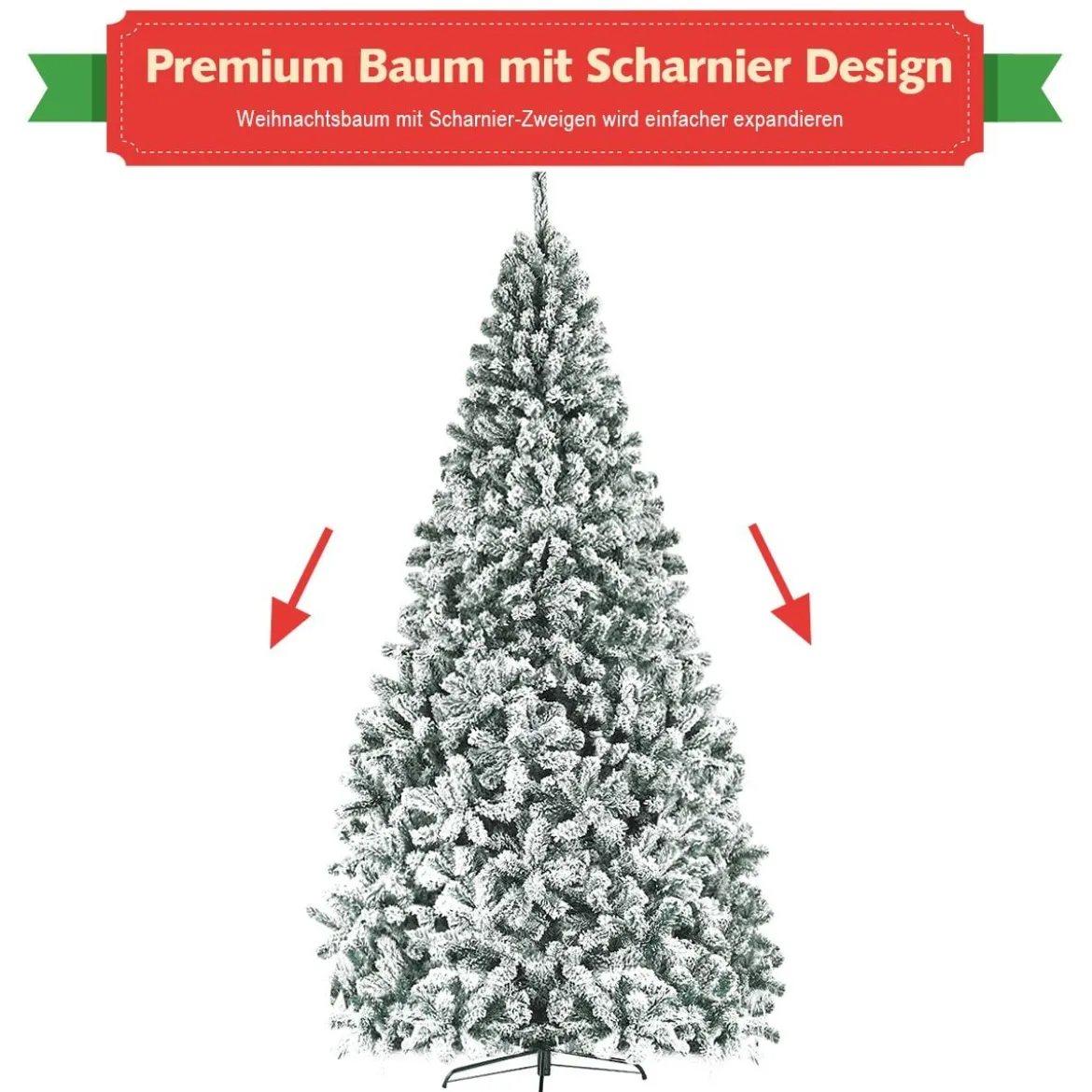 270 cm Künstlicher Weihnachtsbaum mit Schnee & Metallständer & PVC Nadeln Tannenbaum