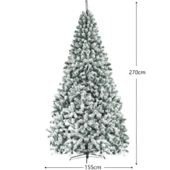 270 cm Künstlicher Weihnachtsbaum mit Schnee & Metallständer & PVC Nadeln Tannenbaum