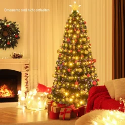 180 cm Künstlicher Weihnachtsbaum mit 8 Beleuchtungsmodi Christbaum in Glasfaseroptik