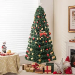 180 cm Künstlicher Weihnachtsbaum mit 8 Beleuchtungsmodi Christbaum in Glasfaseroptik