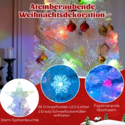 120 / 150 / 180 / 210cm Künstlicher Weihnachtsbaum mit Bunten LED-Lichtern & Glasfaser & Sternspitze Weiß