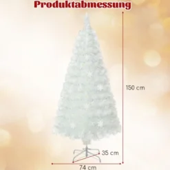 120 / 150 / 180 / 210cm Künstlicher Weihnachtsbaum mit Bunten LED-Lichtern & Glasfaser & Sternspitze Weiß