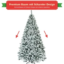 225cm Künstlicher Weihnachtsbaum Schnee Tannenbaum Metallständer Christbaum