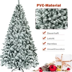 225cm Künstlicher Weihnachtsbaum Schnee Tannenbaum Metallständer Christbaum