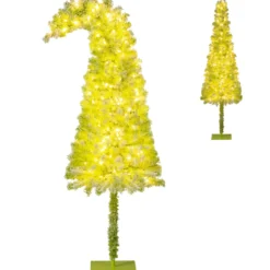 180 cm Künstlicher Weihnachtsbaum mit Beleuchtung und Schnee Tannenbaum mit biegbarer Spitze