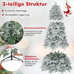 210 cm Künstlicher Weihnachtsbaum schneebedeckter Weihnachtsbaum vormontierter klappbarer Tannenbaum Grün