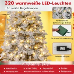 210 cm Künstlicher Weihnachtsbaum schneebedeckter Weihnachtsbaum vormontierter klappbarer Tannenbaum Grün
