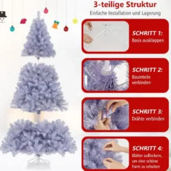 180 cm Künstlicher Weihnachtsbaum mit Beleuchtung, Tannenbaum mit warmweißen LED-Lichtern Violett