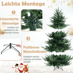 210 cm Künstlicher Weihnachtsbaum mit 340 Warmweißen LED Lichtern Tannenbaum
