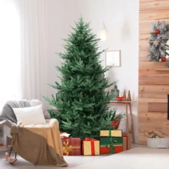 210 cm Künstlicher Weihnachtsbaum mit 340 Warmweißen LED Lichtern Tannenbaum