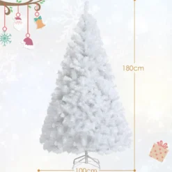 180 cm Künstlicher Weihnachtsbaum weiß Tannenbaum mit Metallständer