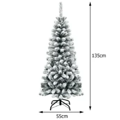 140 cm Künstlicher Weihnachtsbaum schneebedeckter Klappkieferbaum mit Premium-PVC-Nadeln