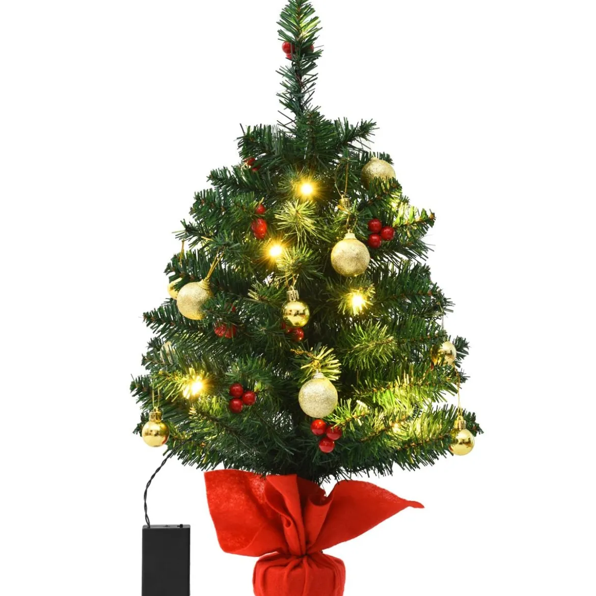 60cm Künstlicher Weihnachtsbaum mit 15 LED-Leuchten Tannenbaum Christbaum Grün