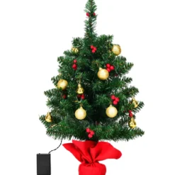 60cm Künstlicher Weihnachtsbaum mit 15 LED-Leuchten Tannenbaum Christbaum Grün