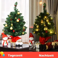 60cm Künstlicher Weihnachtsbaum mit 15 LED-Leuchten Tannenbaum Christbaum Grün