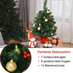 60cm Künstlicher Weihnachtsbaum mit 15 LED-Leuchten Tannenbaum Christbaum Grün