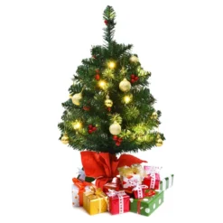 60cm Künstlicher Weihnachtsbaum mit 15 LED-Leuchten Tannenbaum Christbaum Grün