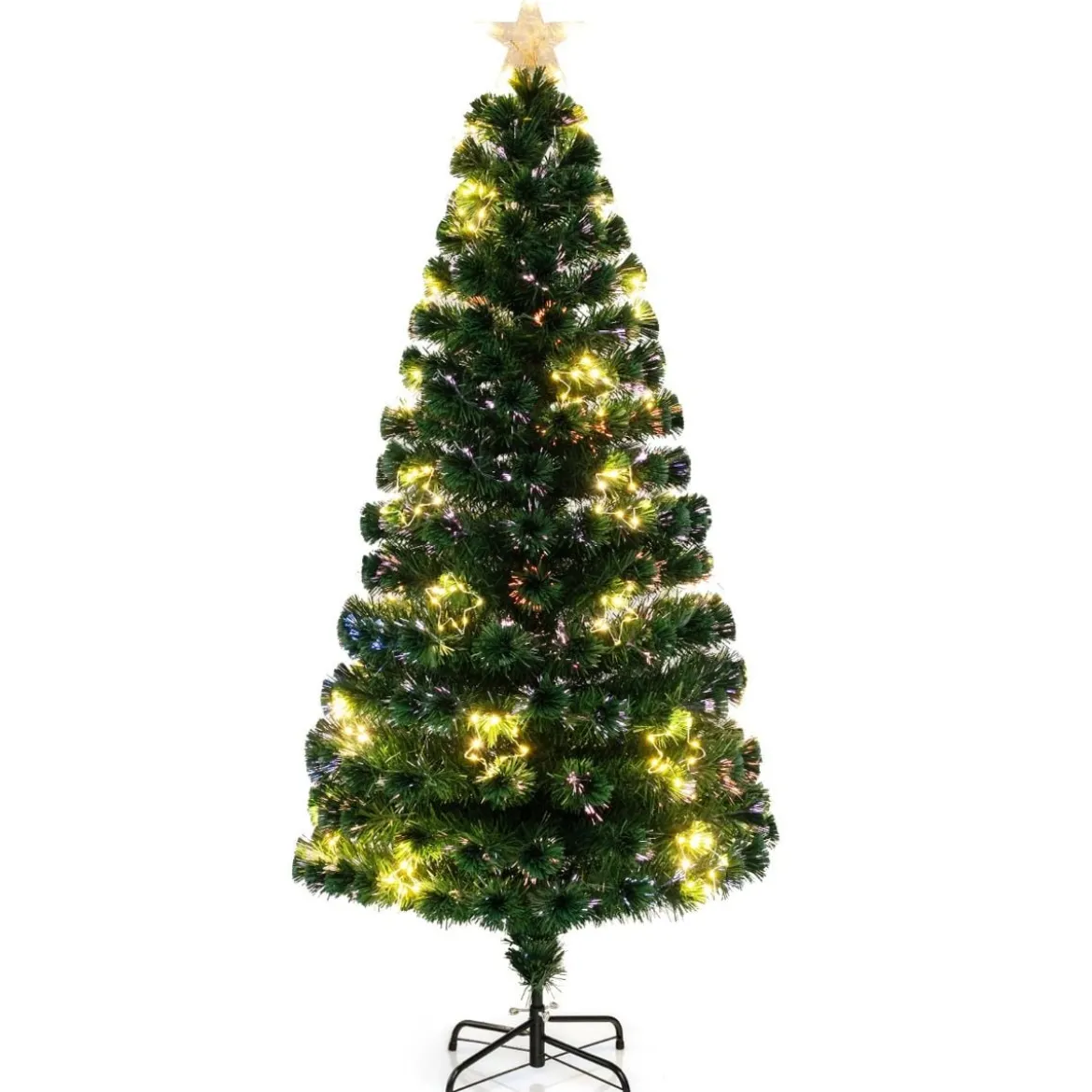 120 / 150 / 180 cm Künstlicher Weihnachtsbaum aus Glasfaser mit Beleuchtung Tannenbaum