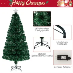 120 / 150 / 180 cm Künstlicher Weihnachtsbaum aus Glasfaser mit Beleuchtung Tannenbaum