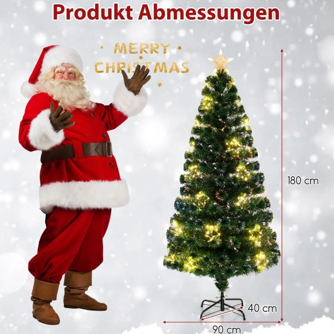 120 / 150 / 180 cm Künstlicher Weihnachtsbaum aus Glasfaser mit Beleuchtung Tannenbaum