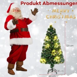 120 / 150 / 180 cm Künstlicher Weihnachtsbaum aus Glasfaser mit Beleuchtung Tannenbaum
