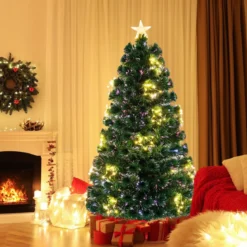 120 / 150 / 180 cm Künstlicher Weihnachtsbaum aus Glasfaser mit Beleuchtung Tannenbaum