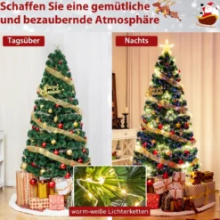 120 / 150 / 180 cm Künstlicher Weihnachtsbaum aus Glasfaser mit Beleuchtung Tannenbaum