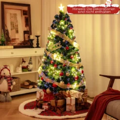 120 / 150 / 180 cm Künstlicher Weihnachtsbaum aus Glasfaser mit Beleuchtung Tannenbaum
